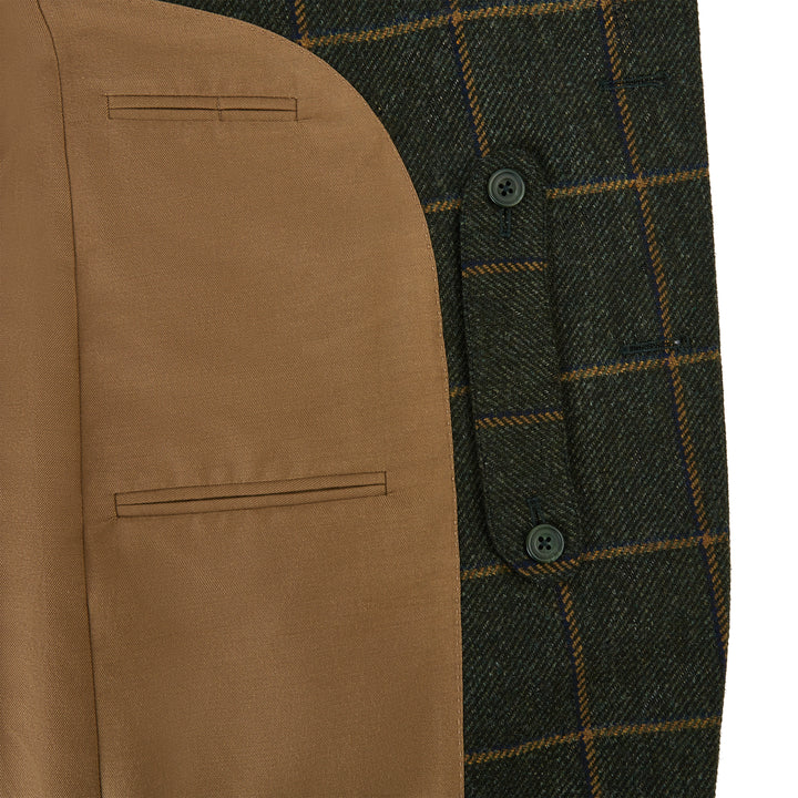 Warrick Green Gold Windowpane Tweed Jacket