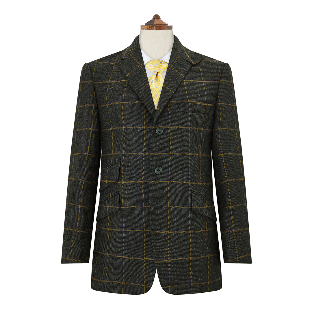 Warrick Green Gold Windowpane Tweed Jacket