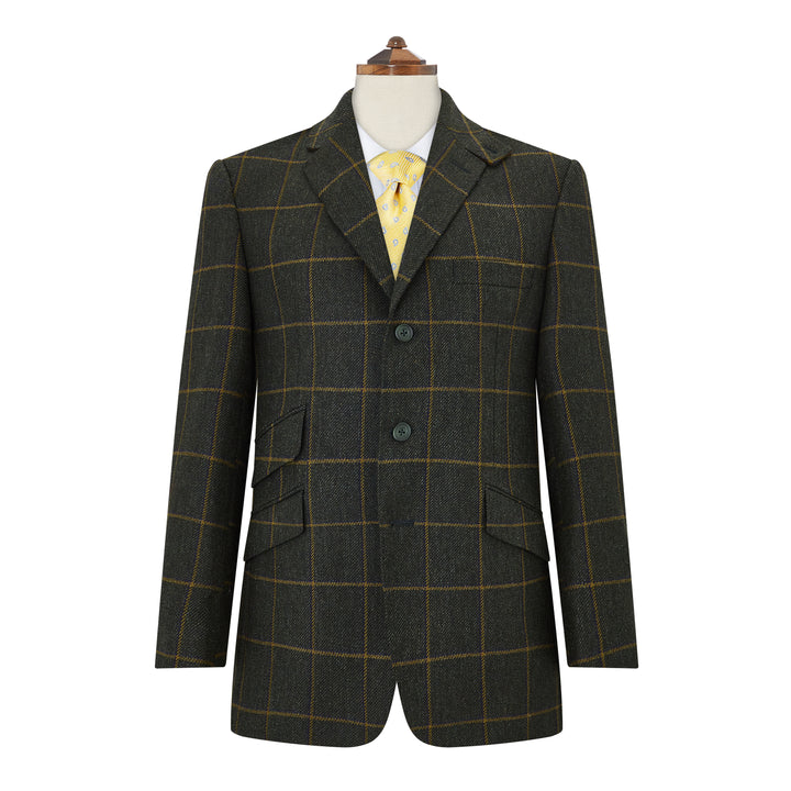 Warrick Green Gold Windowpane Tweed Jacket