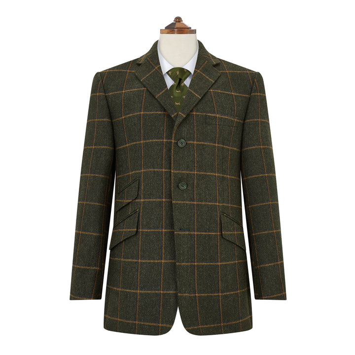 Warrick Green Gold Windowpane Tweed Jacket
