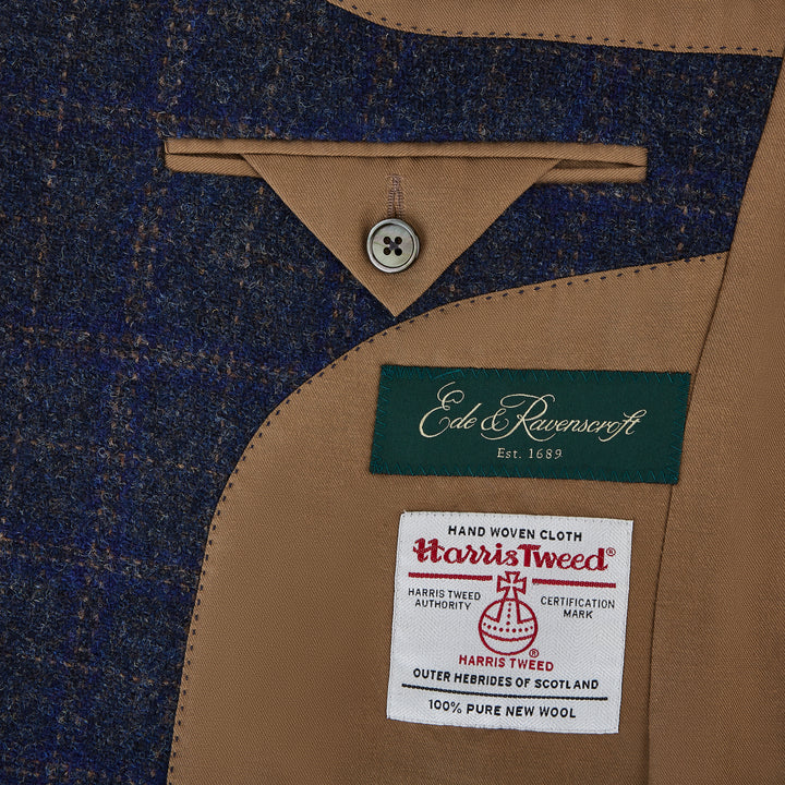 William Navy Check Harris Tweed Jacket