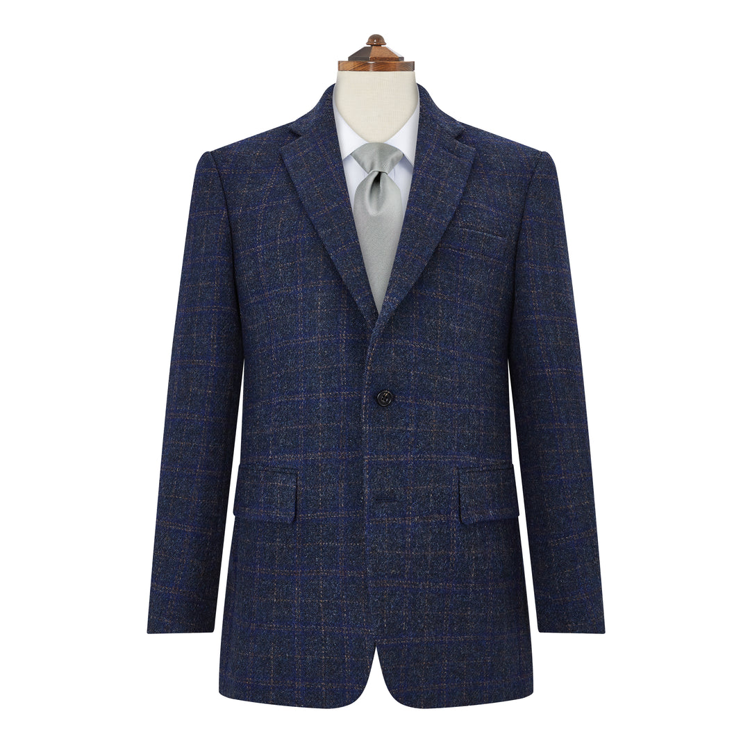 William Navy Check Harris Tweed Jacket