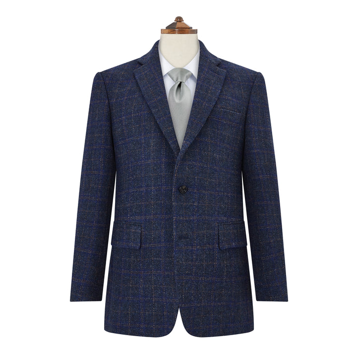 William Navy Check Harris Tweed Jacket