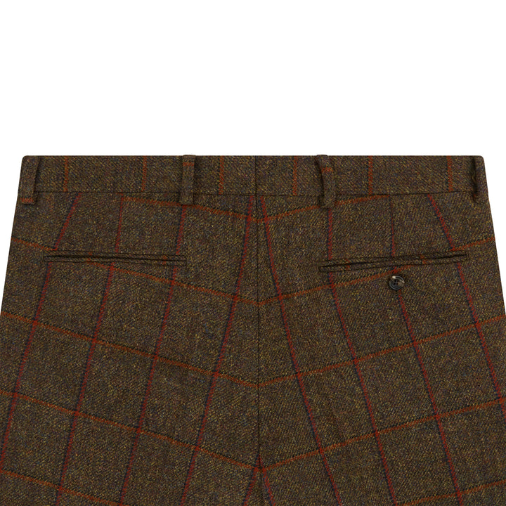 Barney Green Rust Windowpane Tweed Trouser