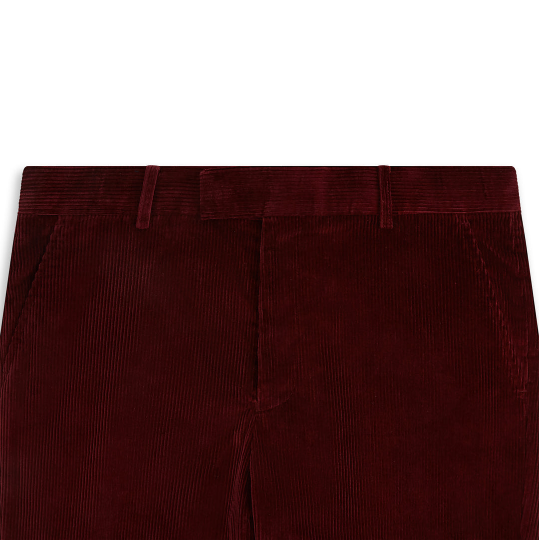 Thomas Burgundy Cotton Corduroy Trouser