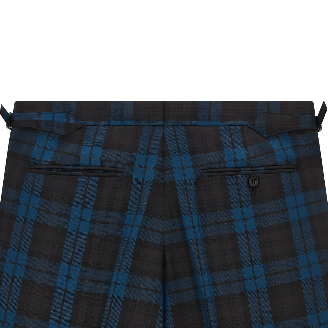 Barney Blue Black Check Evening Trouser