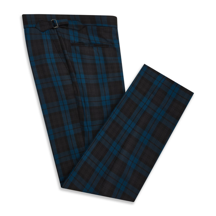 Barney Blue Black Check Evening Trouser