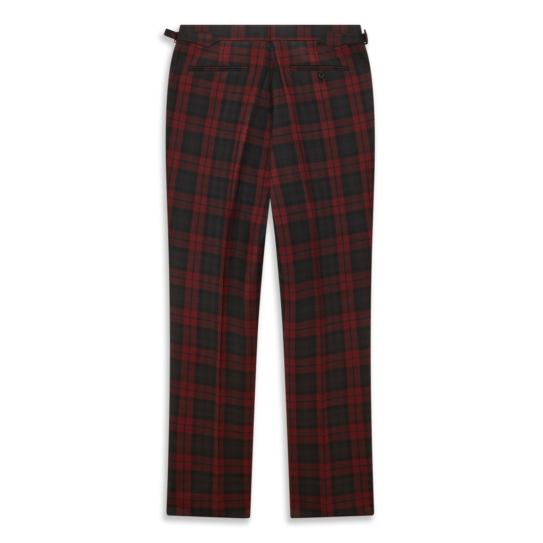 Barney Burgundy Black Check Evening Trouser