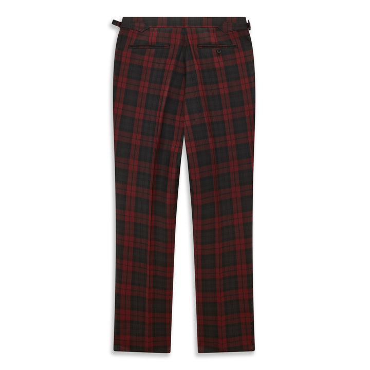 Barney Burgundy Black Check Evening Trouser