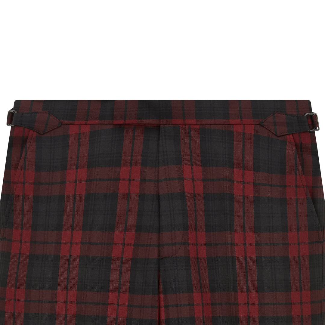 Barney Burgundy Black Check Evening Trouser
