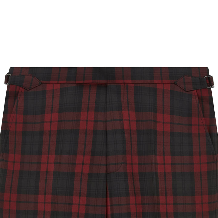 Barney Burgundy Black Check Evening Trouser