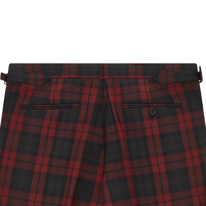 Barney Burgundy Black Check Evening Trouser