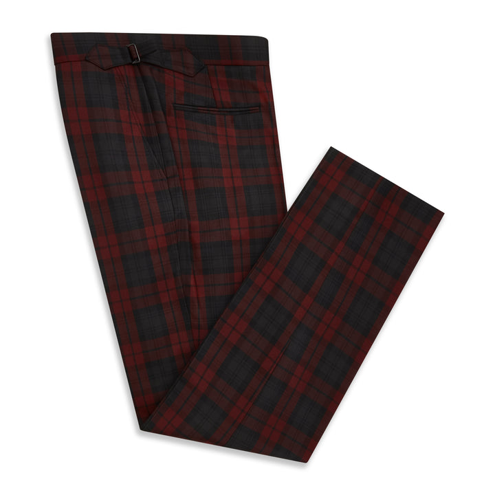 Barney Burgundy Black Check Evening Trouser