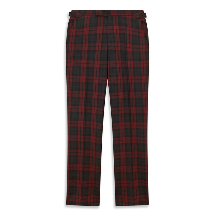 Barney Burgundy Black Check Evening Trouser