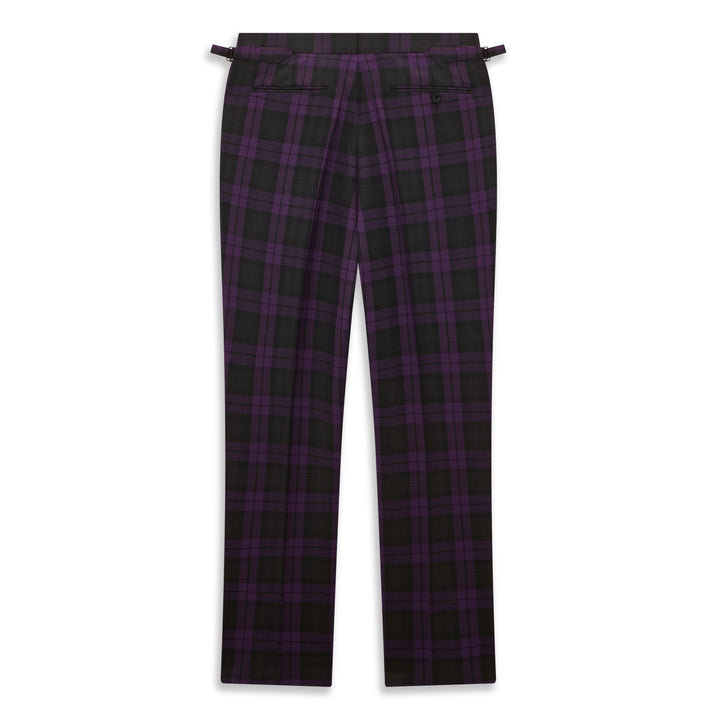 Barney Purple Black Check Evening Trouser