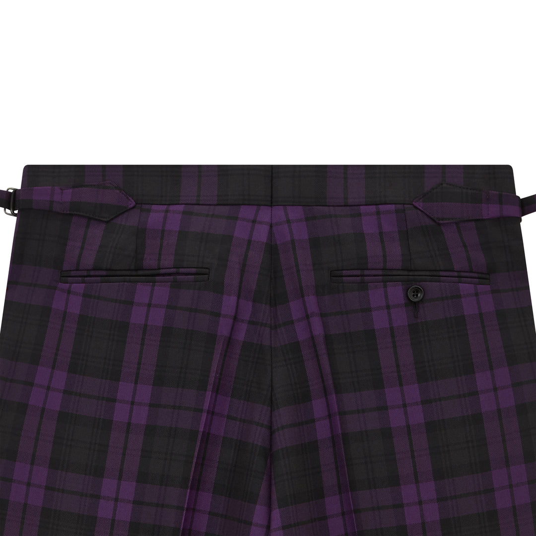 Barney Purple Black Check Evening Trouser