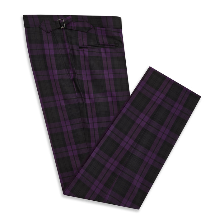 Barney Purple Black Check Evening Trouser