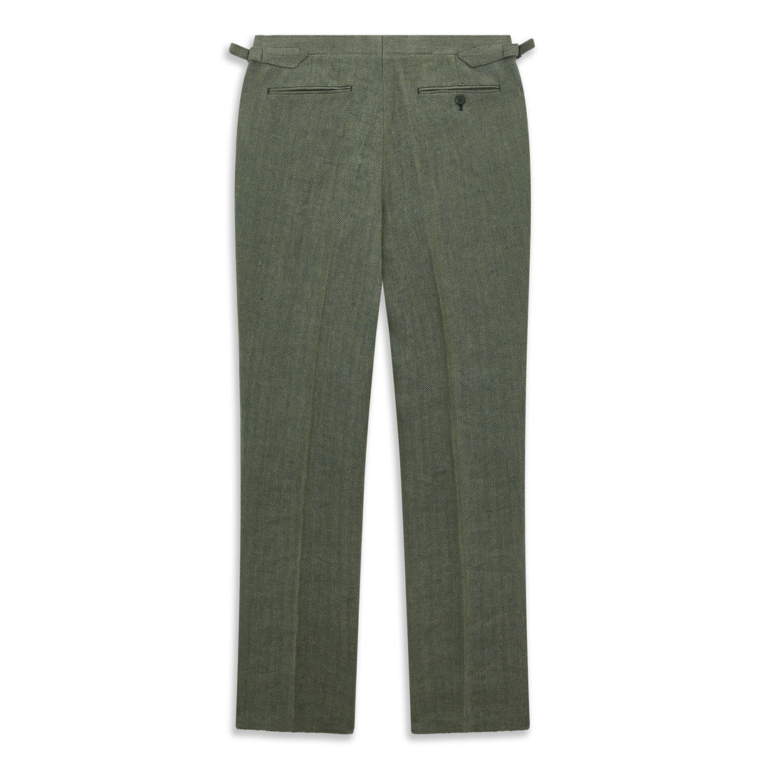 Barney Green Herringbone Linen Trouser