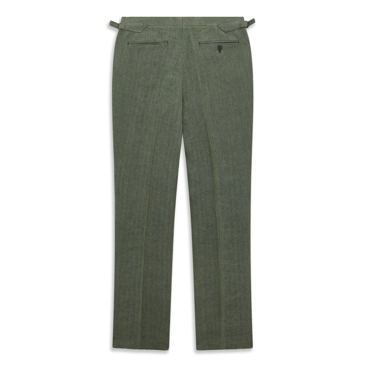Barney Green Herringbone Linen Trouser