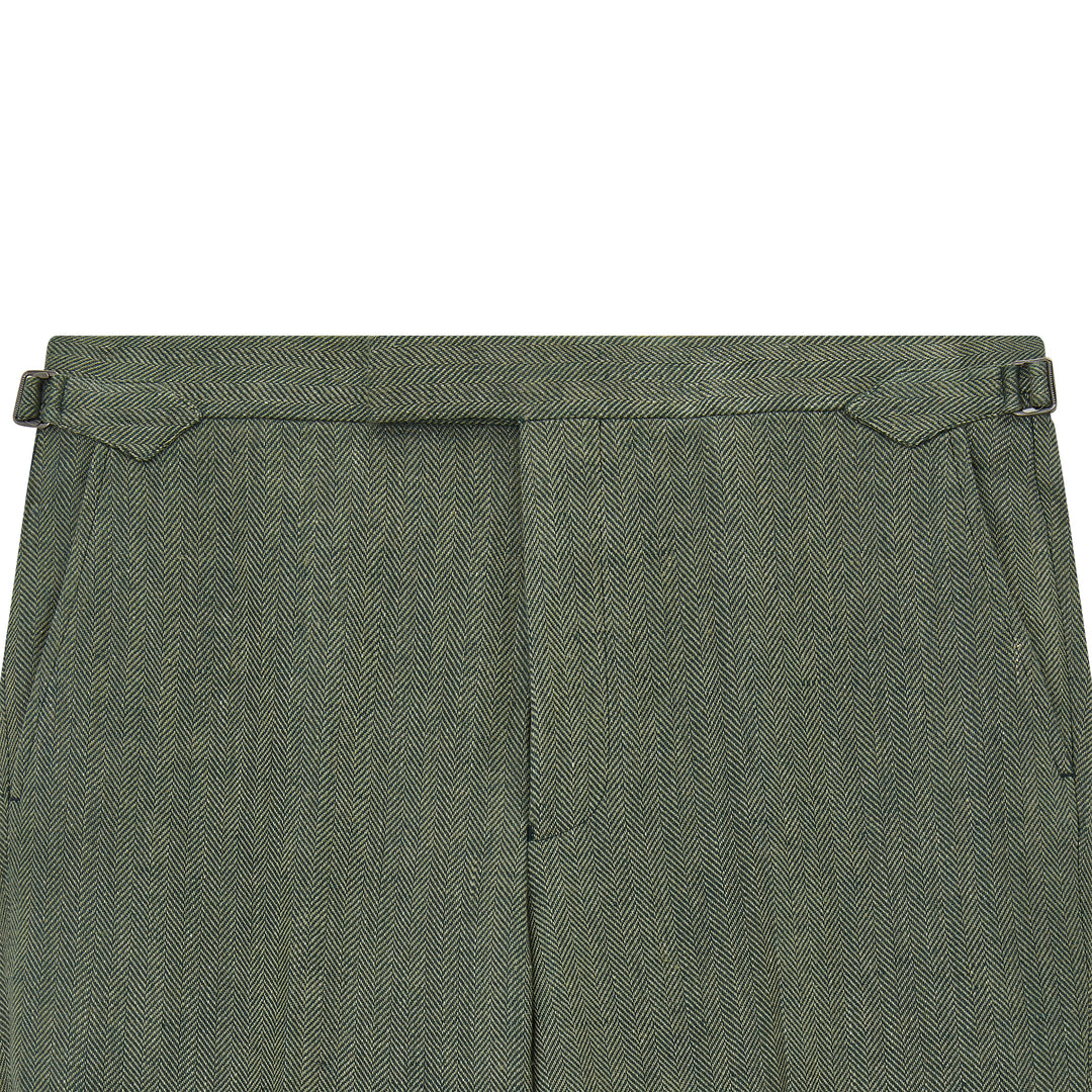 Barney Green Herringbone Linen Trouser