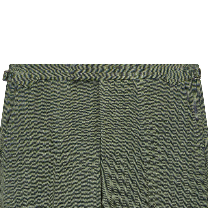 Barney Green Herringbone Linen Trouser