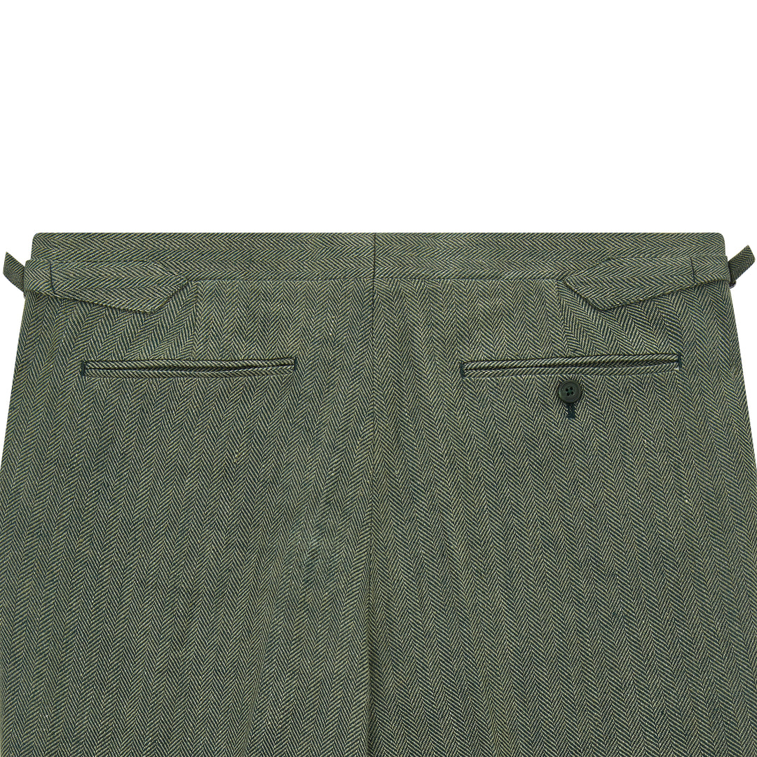 Barney Green Herringbone Linen Trouser