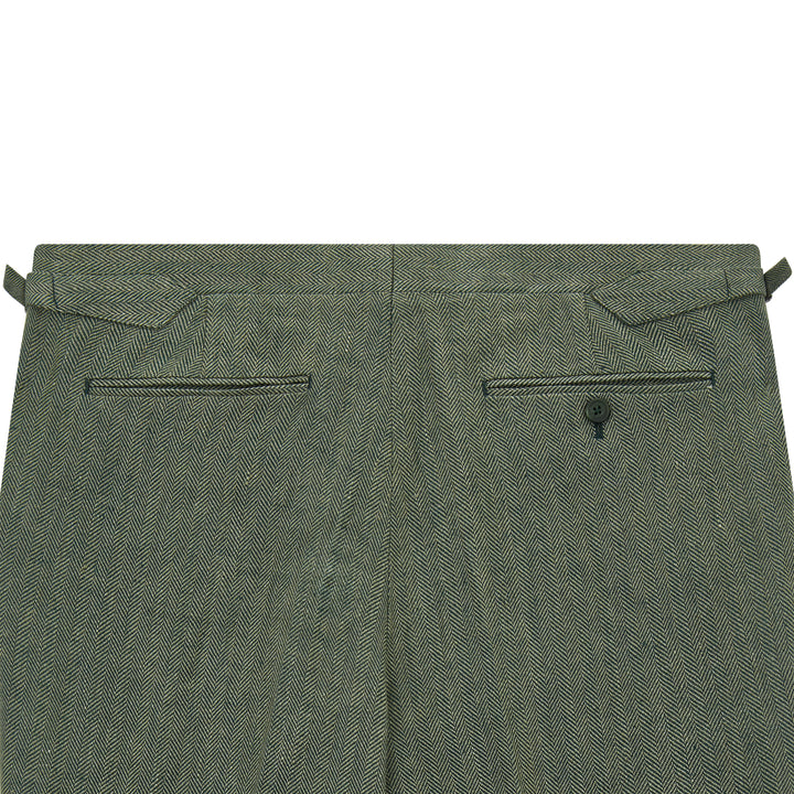 Barney Green Herringbone Linen Trouser