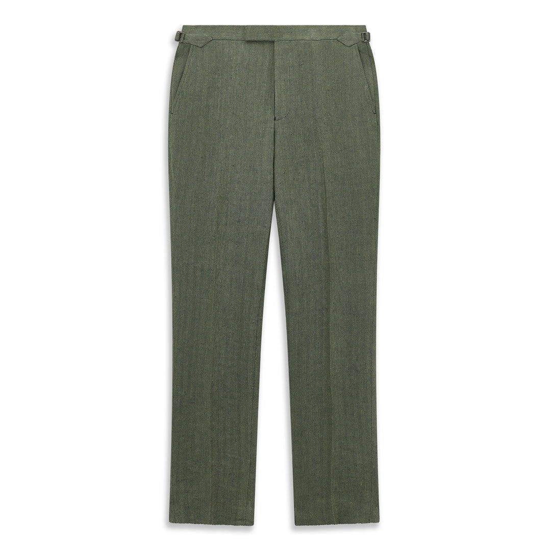 Barney Green Herringbone Linen Trouser