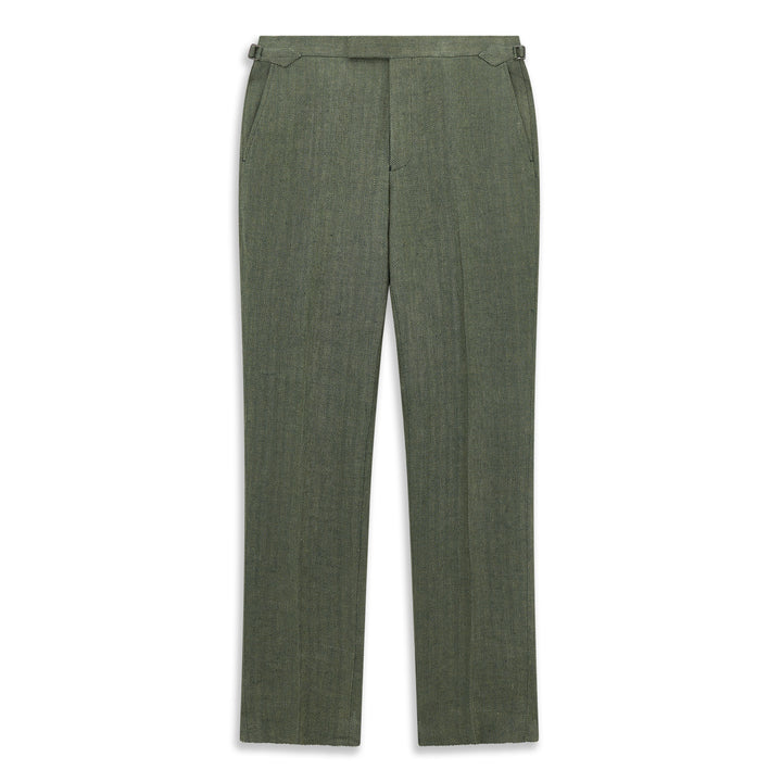 Barney Green Herringbone Linen Trouser