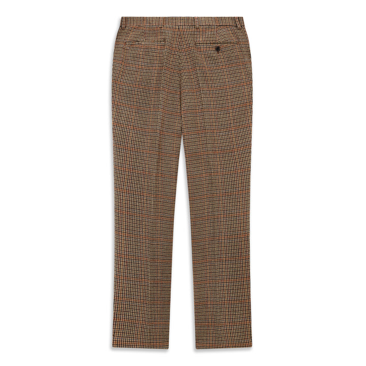 Barney Brown Beige Houndstooth Check Tweed Trouser