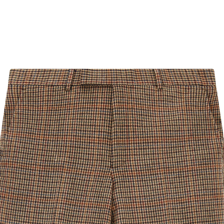 Barney Brown Beige Houndstooth Check Tweed Trouser