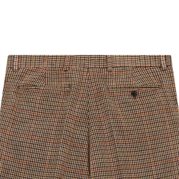 Barney Brown Beige Houndstooth Check Tweed Trouser