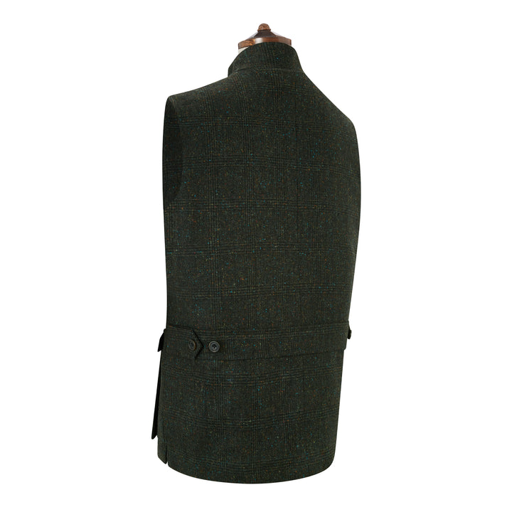 Arthur Dark Green Donegal Check Tweed Gilet