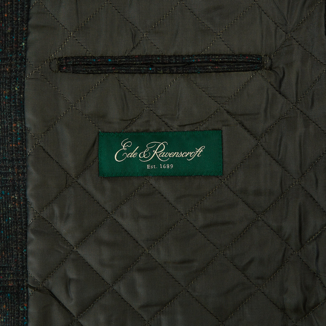 Arthur Dark Green Donegal Check Tweed Gilet