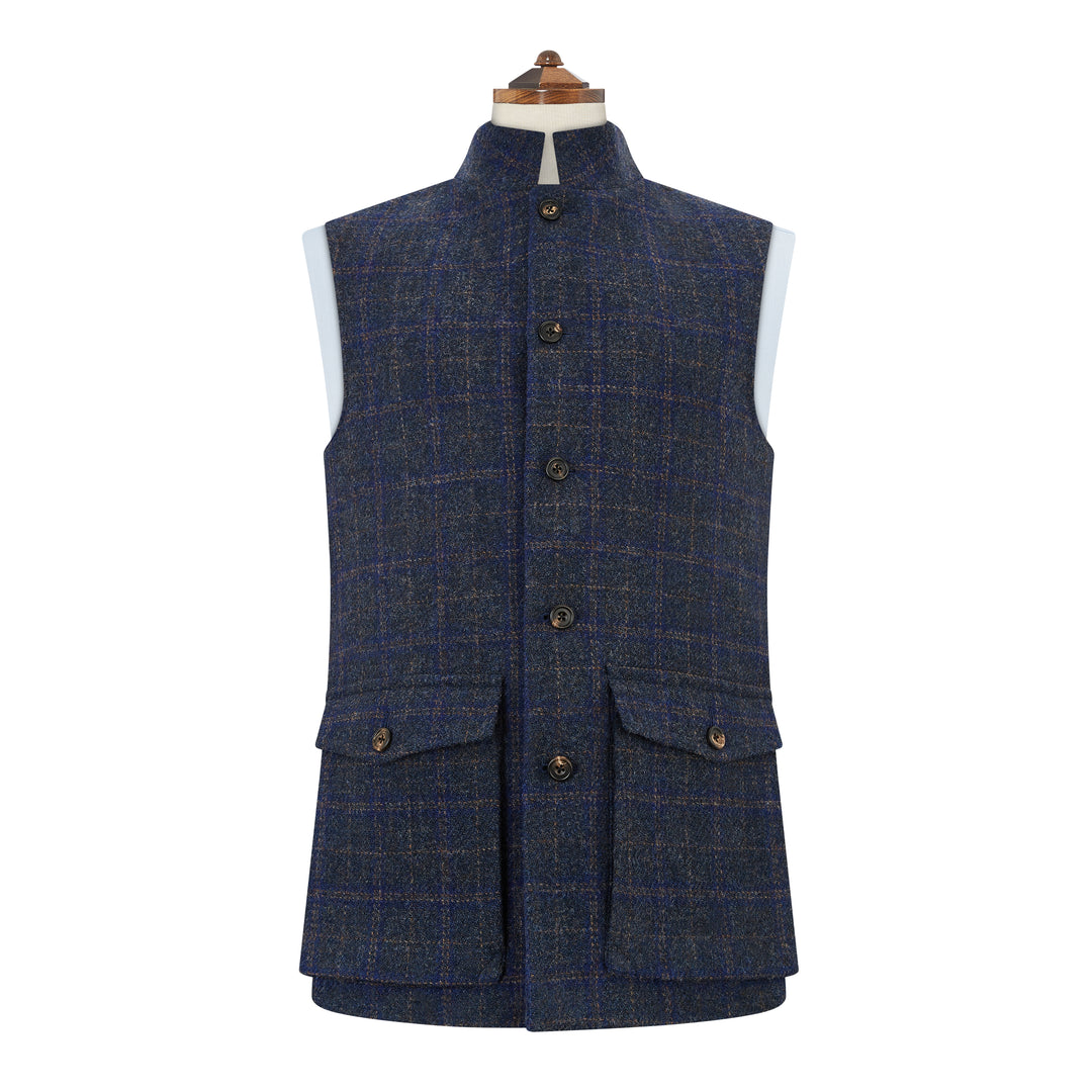 Arthur Navy Camel Check Tweed Gilet
