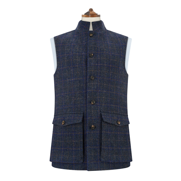 Arthur Navy Camel Check Tweed Gilet