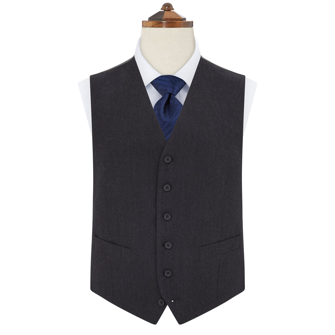 Hyde Charcoal Wide Herringbone Wool Waistcoat