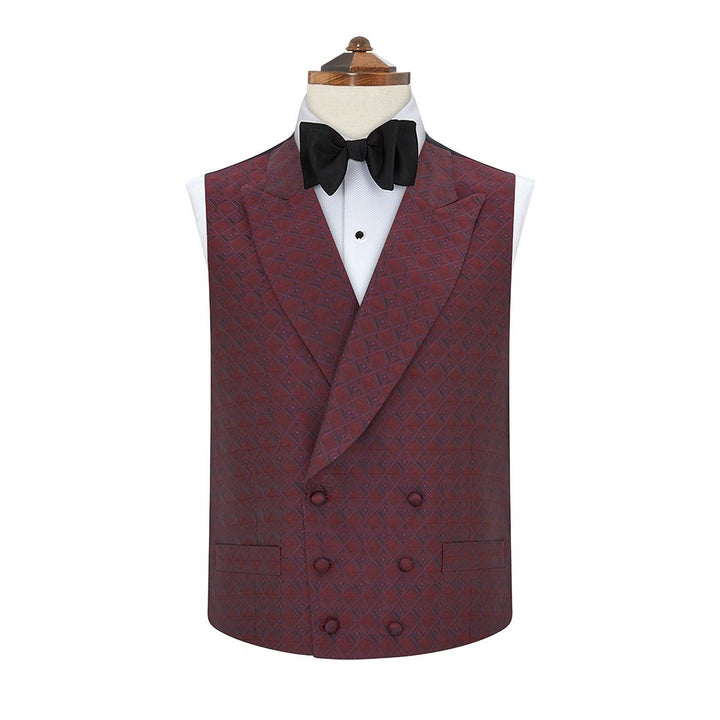 Hayward Burgundy Silk Jacquard Waistcoat