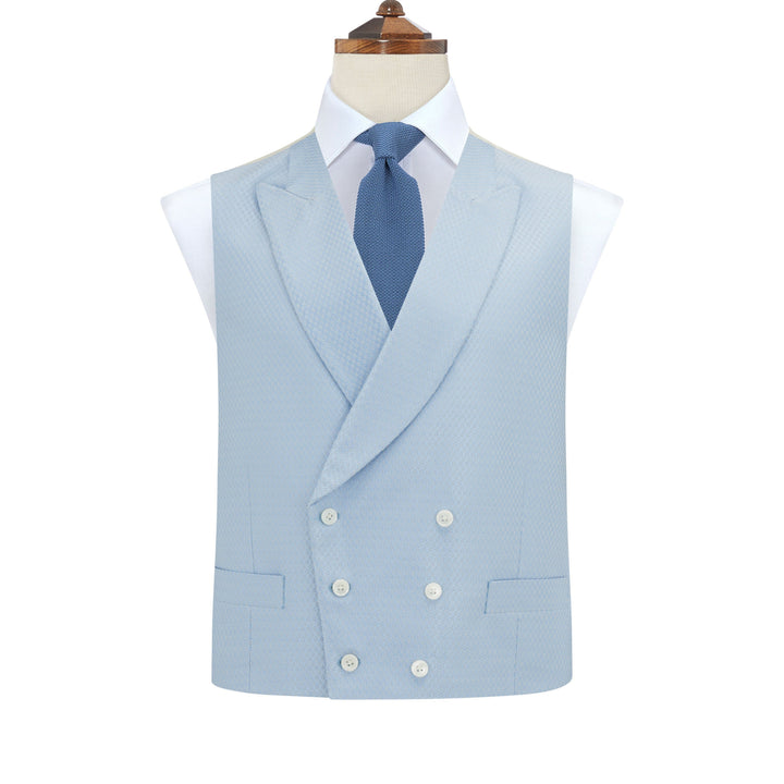 Hayward Pale Blue Geometric Wool Silk Waistcoat