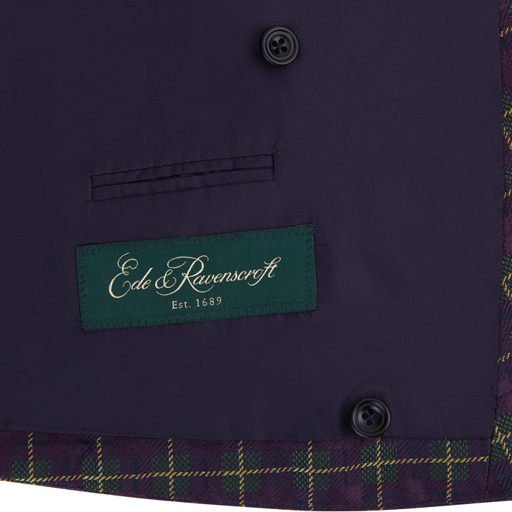 Hayward Purple Green Silk Check Waistcoat