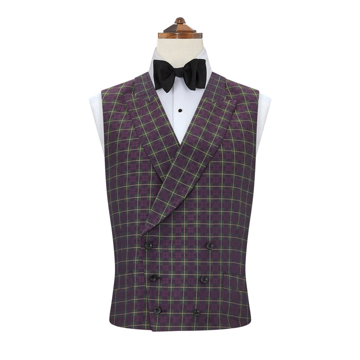 Hayward Purple Green Silk Check Waistcoat