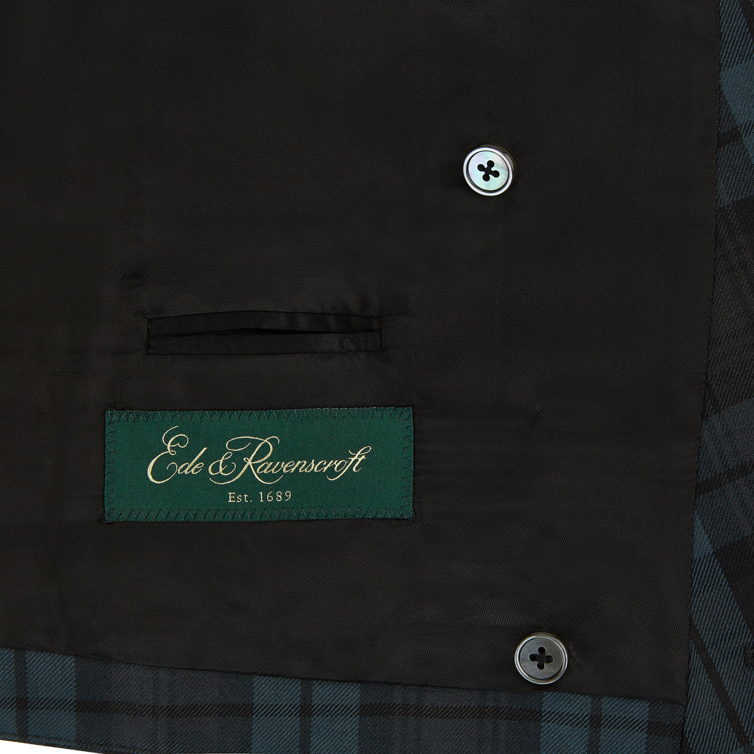 Hayward Teal Black Check Evening Waistcoat