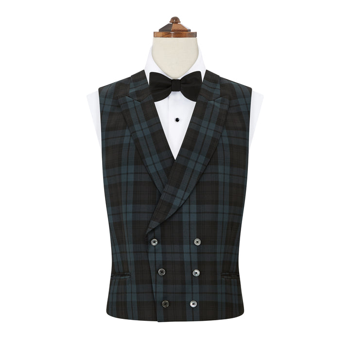 Hayward Teal Black Check Evening Waistcoat