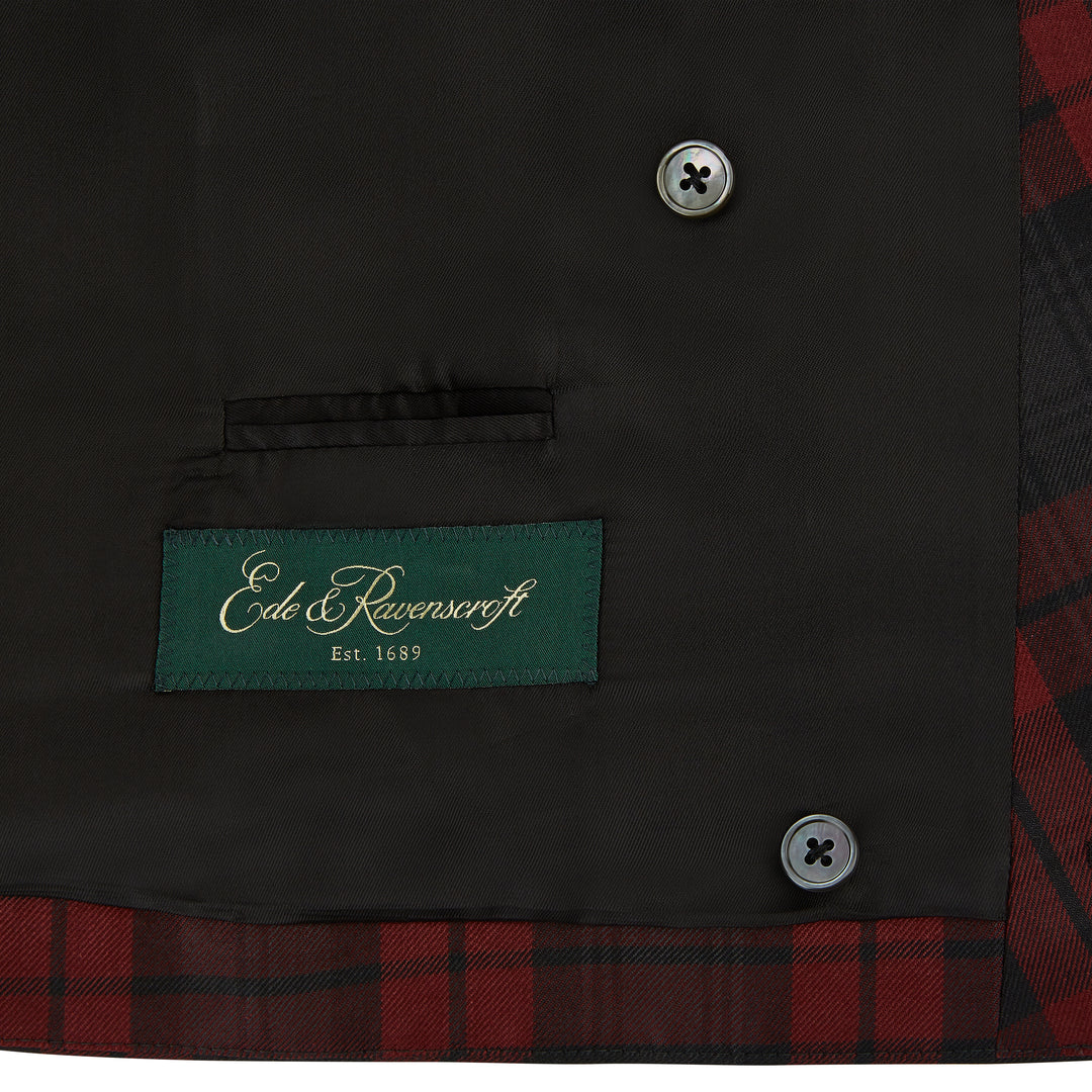 Hayward Burgundy Black Check Evening Waistcoat