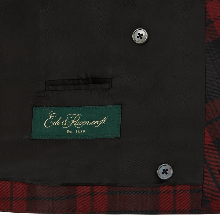 Hayward Burgundy Black Check Evening Waistcoat