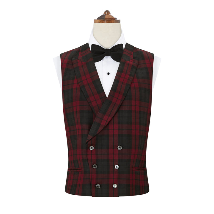 Hayward Burgundy Black Check Evening Waistcoat