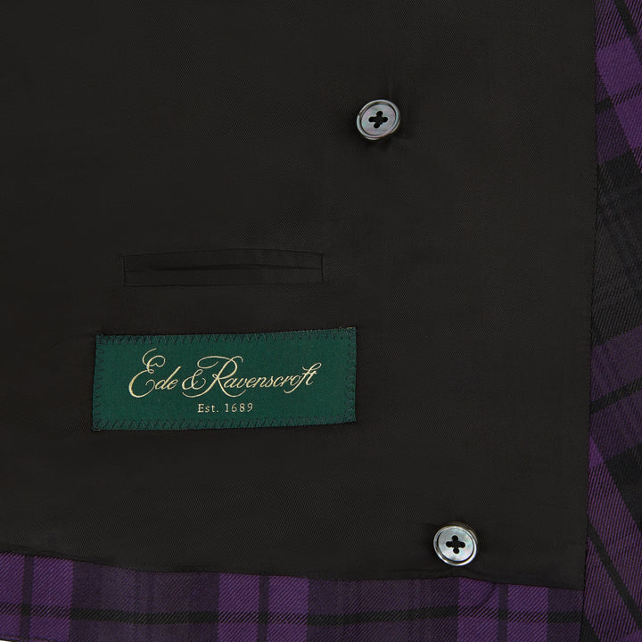 Hayward Purple Black Check Evening Waistcoat