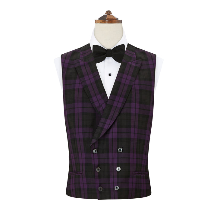 Hayward Purple Black Check Evening Waistcoat