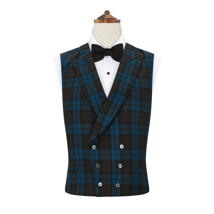 Hayward Blue Black Check Evening Waistcoat