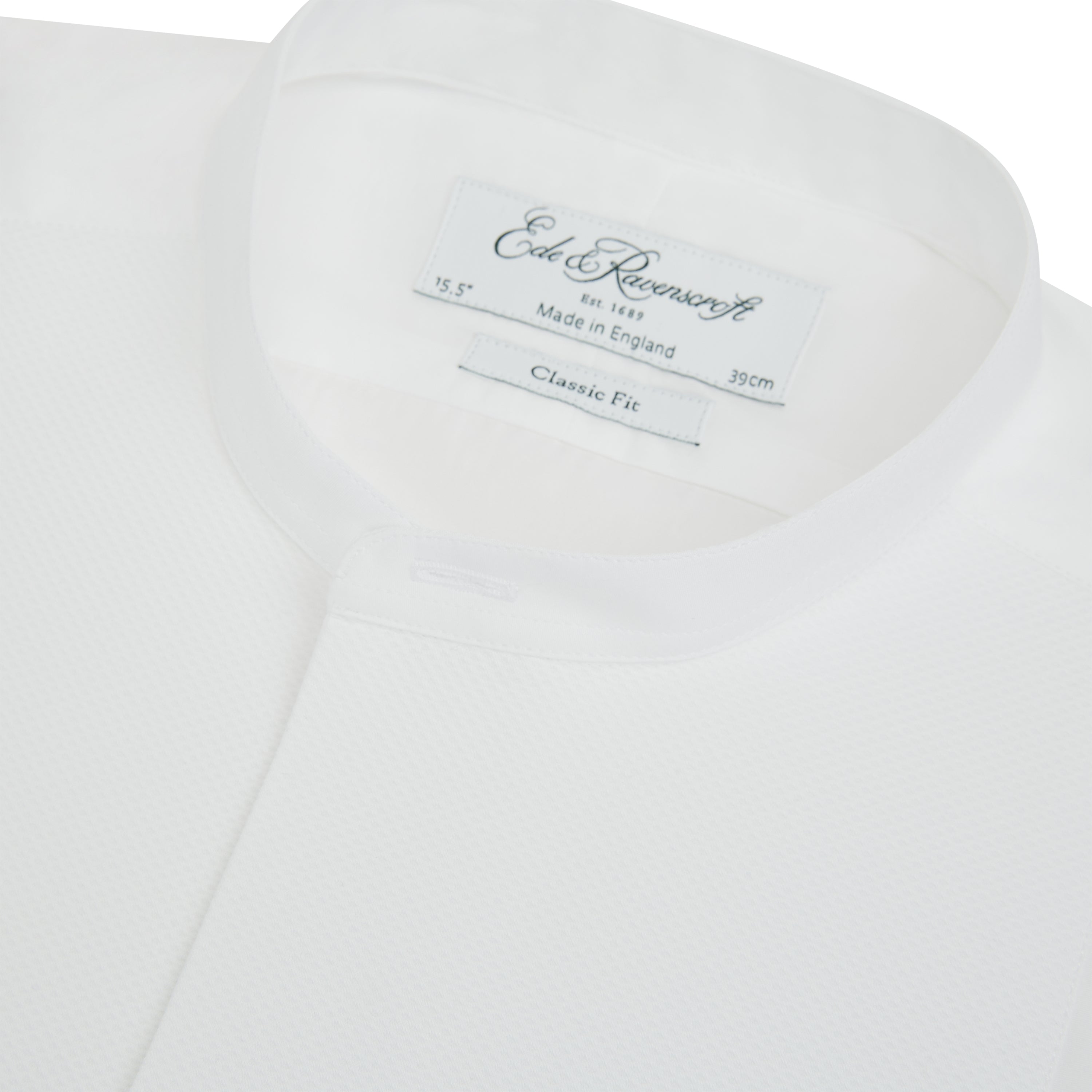 Ede & Ravenscroft | Delaney Stiff Bib Tunic Collar Shirt | White